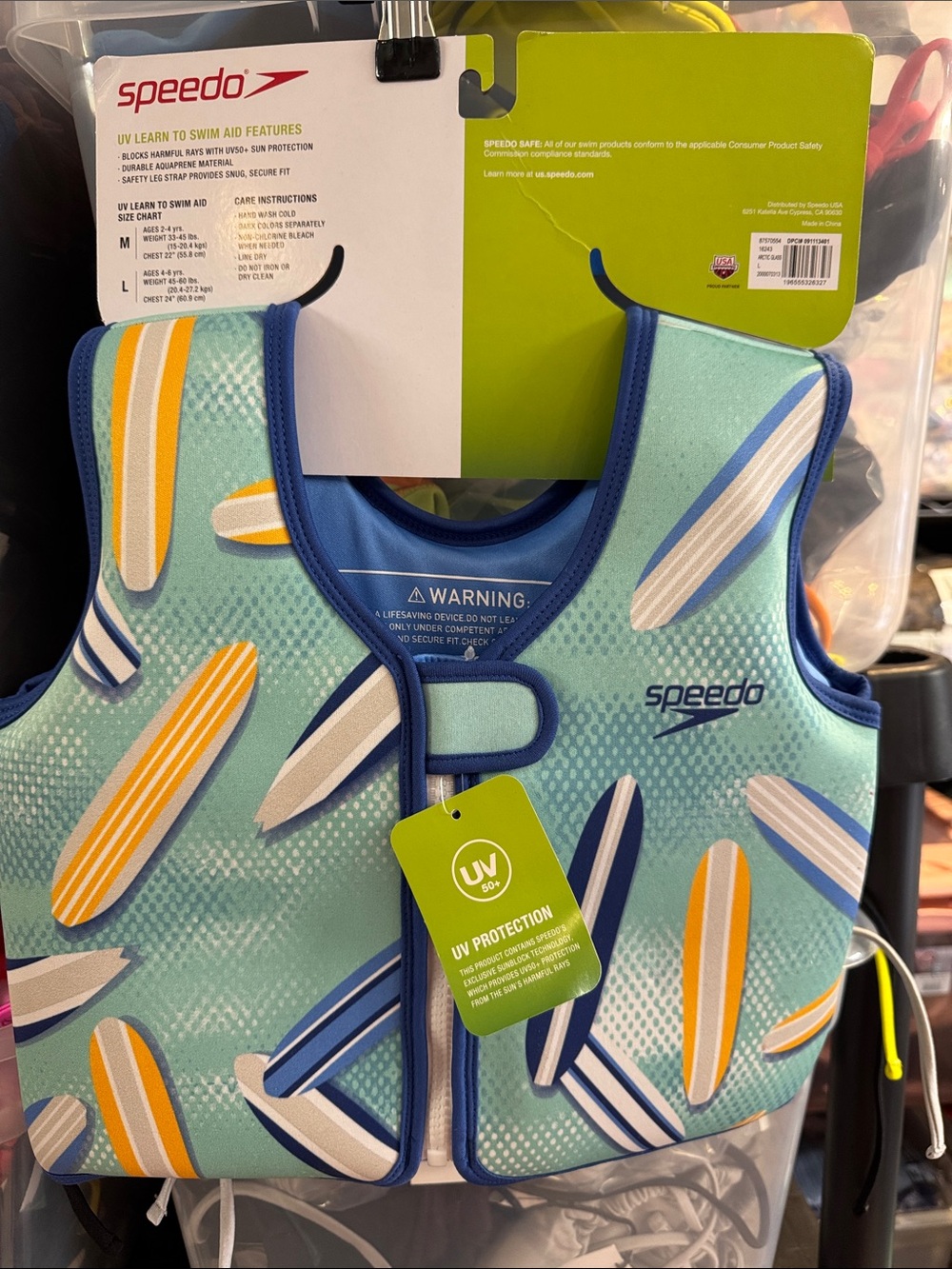 Speedo Mint and Blue Surfboard Print Swim Vest‎